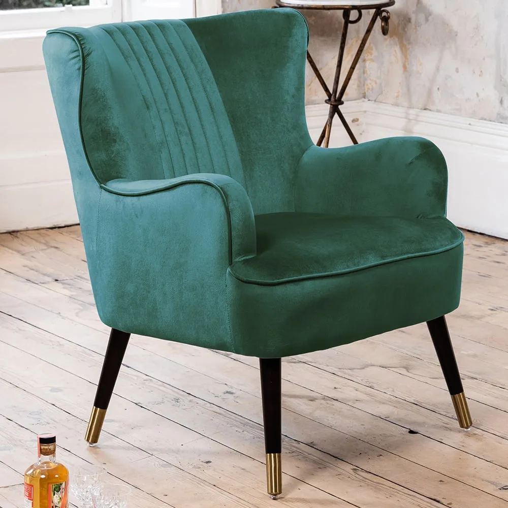 Madison Wingback Accent Chair - Green, Velvet