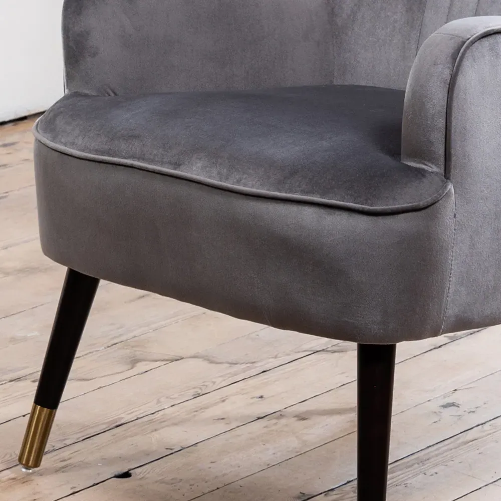 Madison Wingback Accent Chair - Grey, Velvet