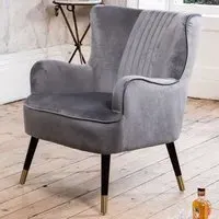 Madison Wingback Accent Chair - Grey, Velvet