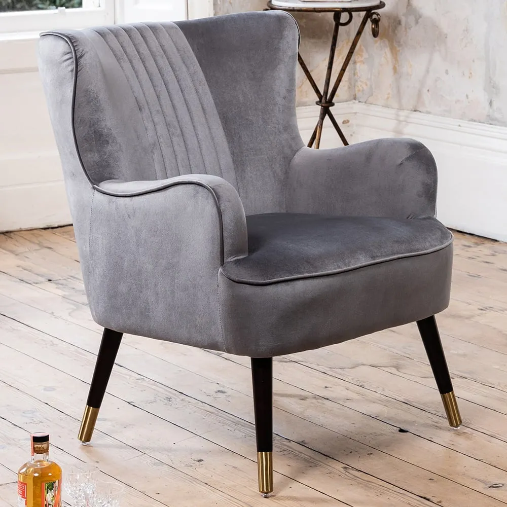Madison Wingback Accent Chair - Grey, Velvet image