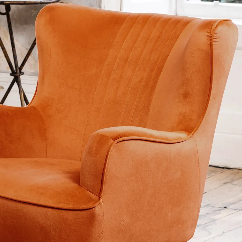 Madison Wingback Accent Chair - Orange, Velvet