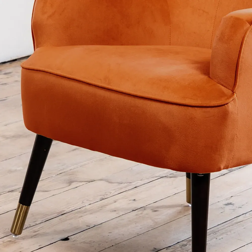 Madison Wingback Accent Chair - Orange, Velvet