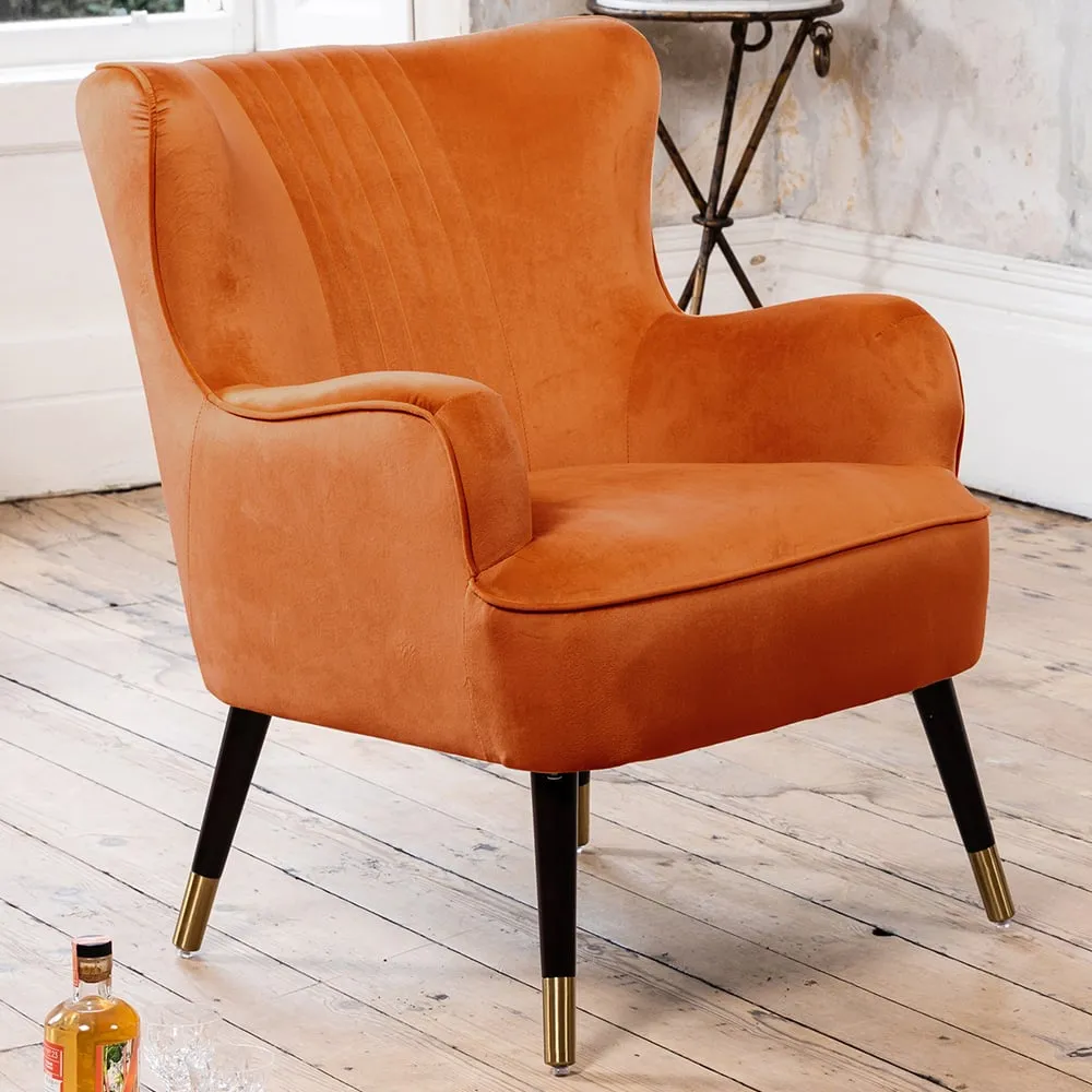 Madison Wingback Accent Chair - Orange, Velvet