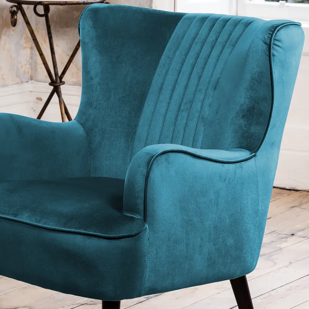 Madison Wingback Accent Chair - Teal, Velvet