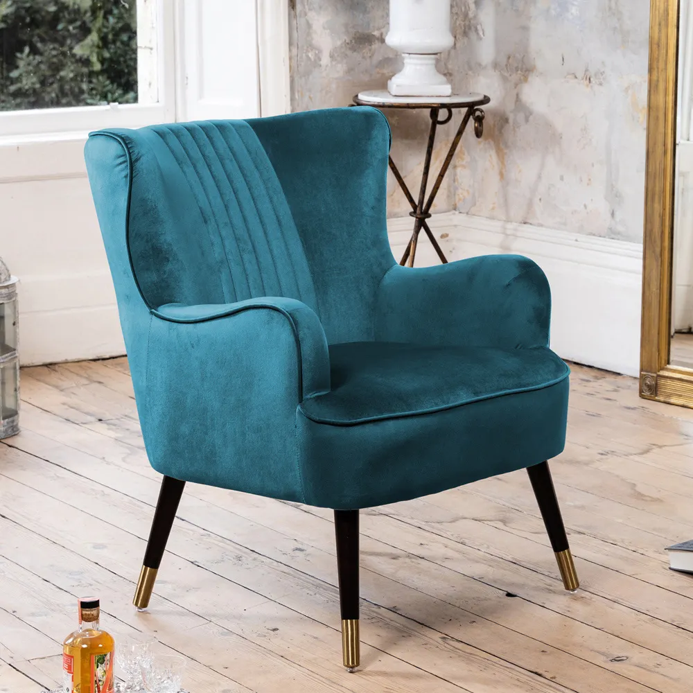 Madison Wingback Accent Chair - Teal, Velvet