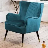 Madison Wingback Accent Chair - Teal, Velvet
