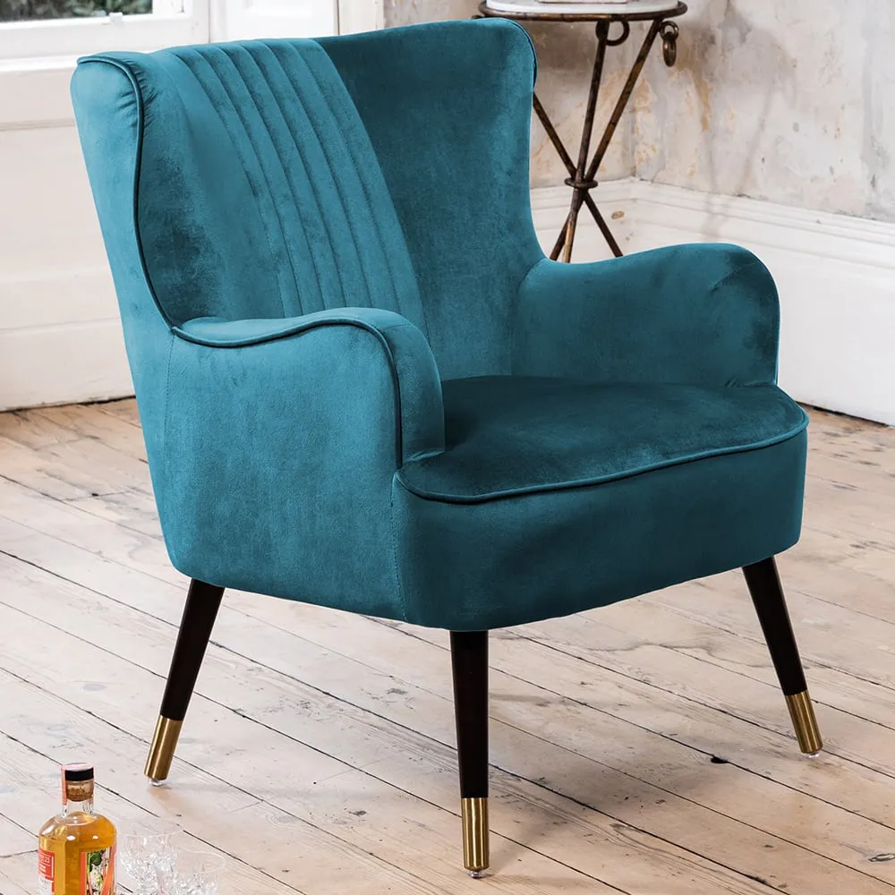 Madison Wingback Accent Chair - Teal, Velvet