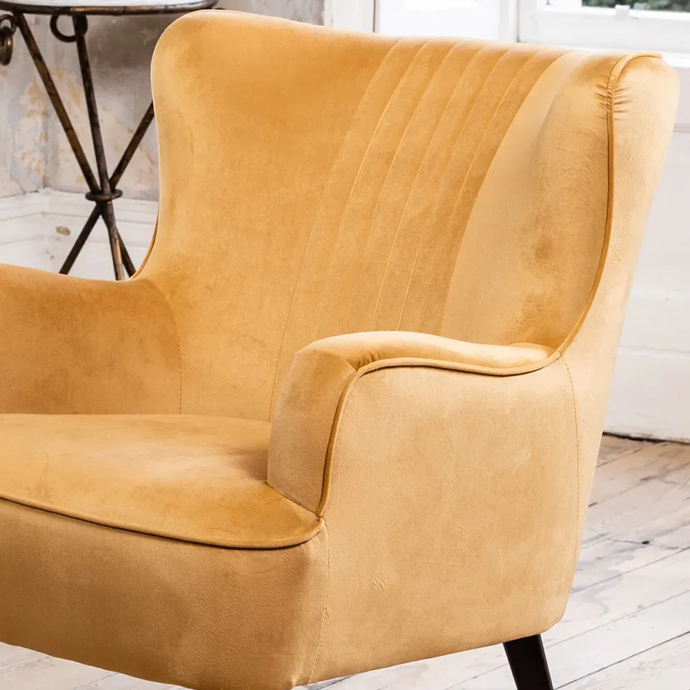 Madison Wingback Accent Chair - Yellow, Velvet