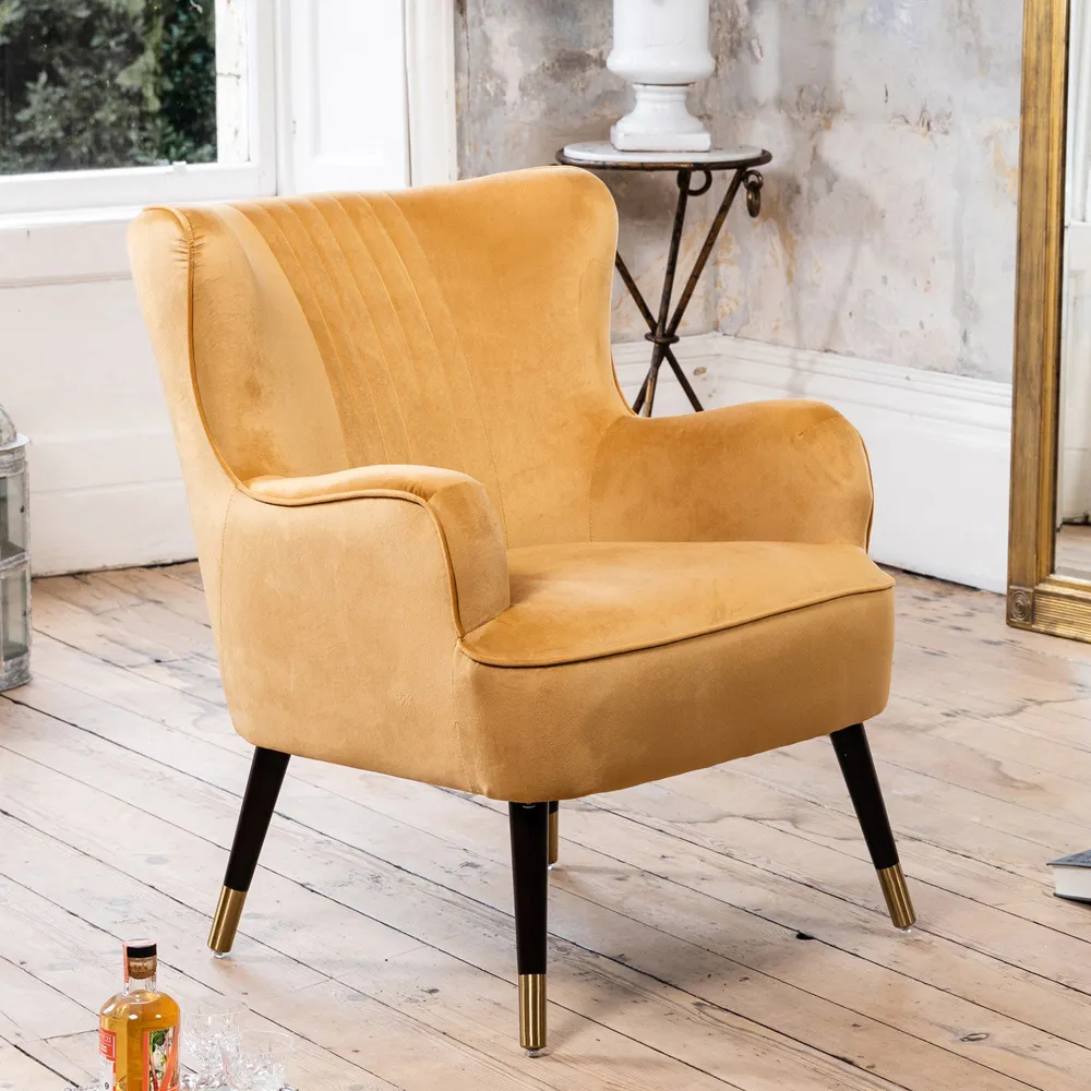 Madison Wingback Accent Chair - Yellow, Velvet