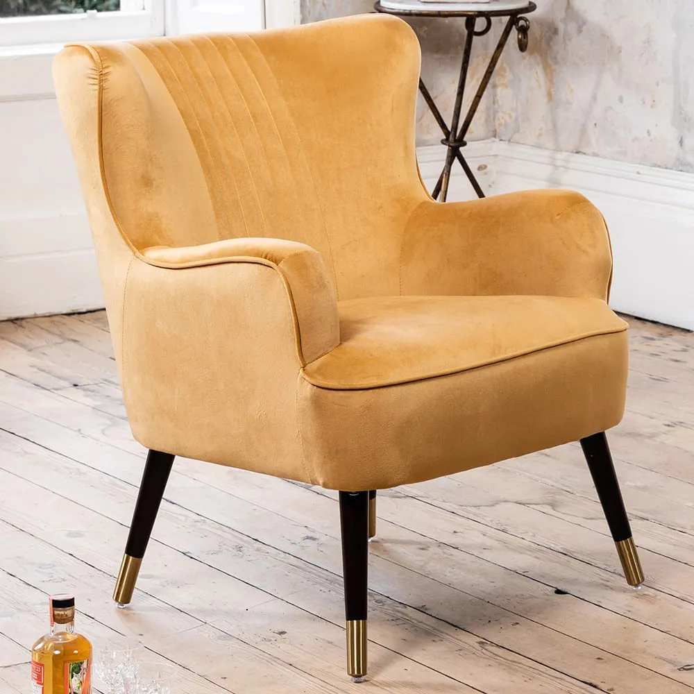 Madison Wingback Accent Chair - Yellow, Velvet