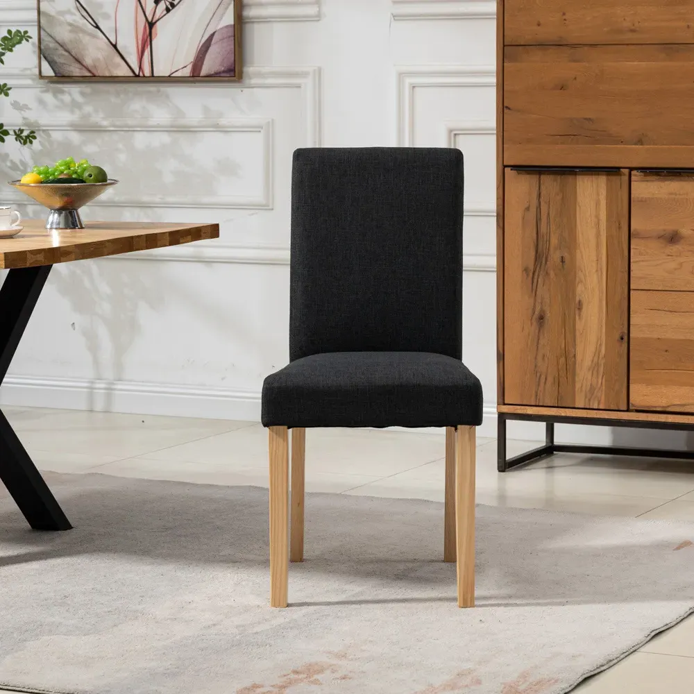 Maiolo Set of 2 High-Back Dining Chairs - Black, Fabric