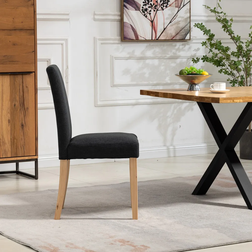 Maiolo Set of 2 High-Back Dining Chairs - Black, Fabric