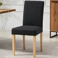 Maiolo Set of 2 High-Back Dining Chairs - Black, Fabric