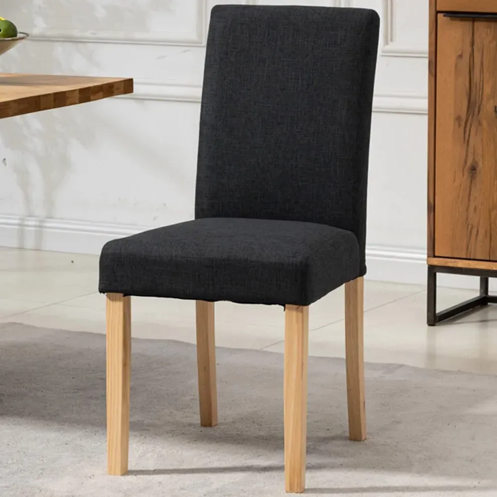 Maiolo Set of 2 High-Back Dining Chairs - Black, Fabric image