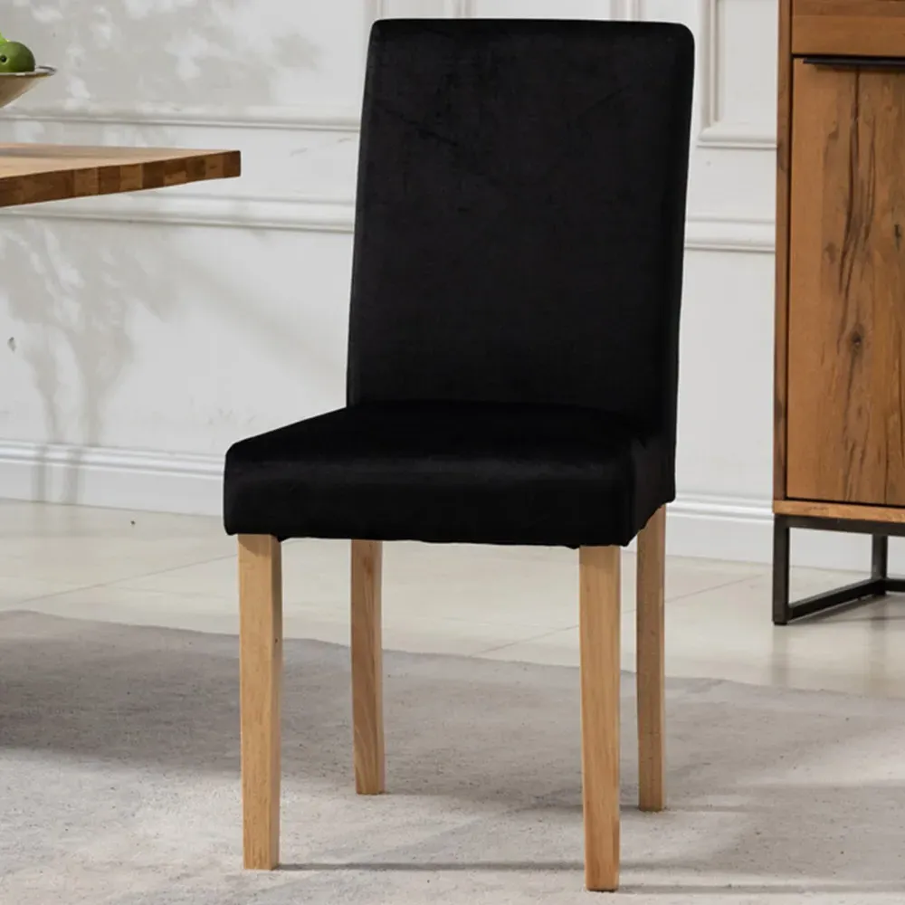 Maiolo Set of 2 High-Back Dining Chairs - Black, Velvet