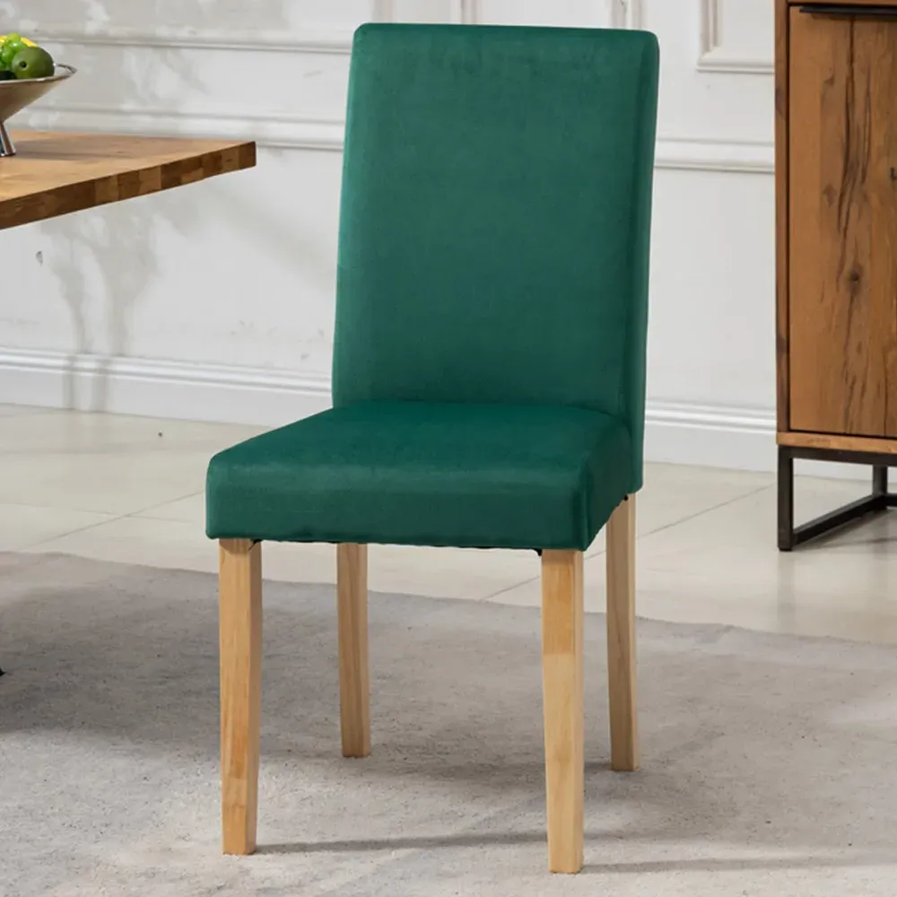 Maiolo Set of 2 High-Back Dining Chairs - Green, Velvet