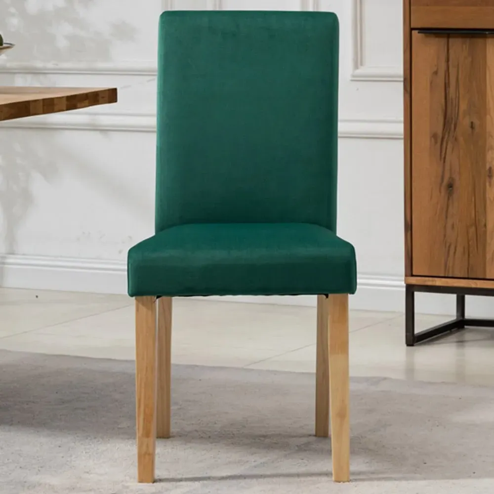 Maiolo Set of 2 High-Back Dining Chairs - Green, Velvet