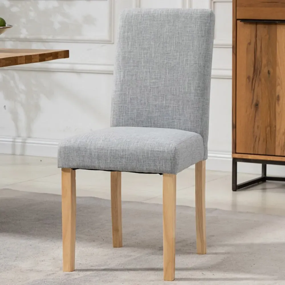 Maiolo Set of 2 High-Back Dining Chairs - Grey, Fabric