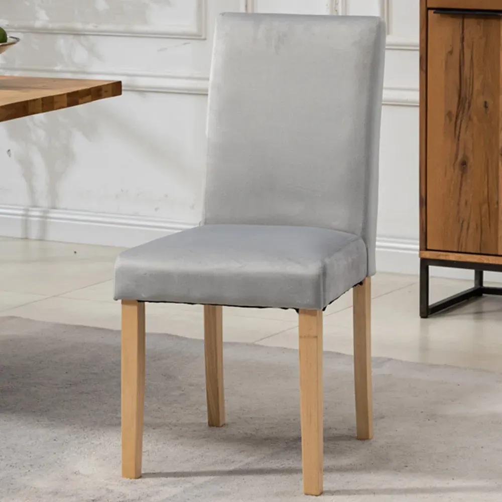 Maiolo Set of 2 High-Back Dining Chairs - Silver, Velvet