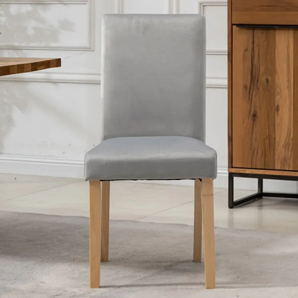 Maiolo Set of 2 High-Back Dining Chairs - Silver, Velvet