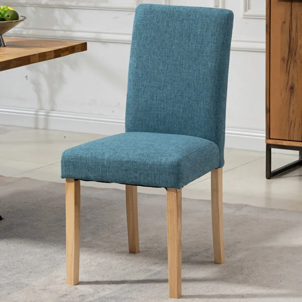 Maiolo Set of 2 High-Back Dining Chairs - Teal, Fabric