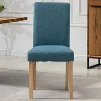 Maiolo Set of 2 High-Back Dining Chairs - Teal, Fabric
