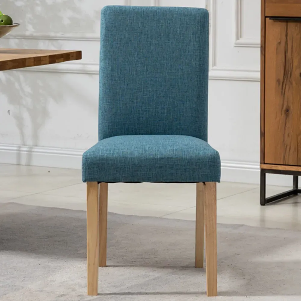 Maiolo Set of 2 High-Back Dining Chairs - Teal, Fabric