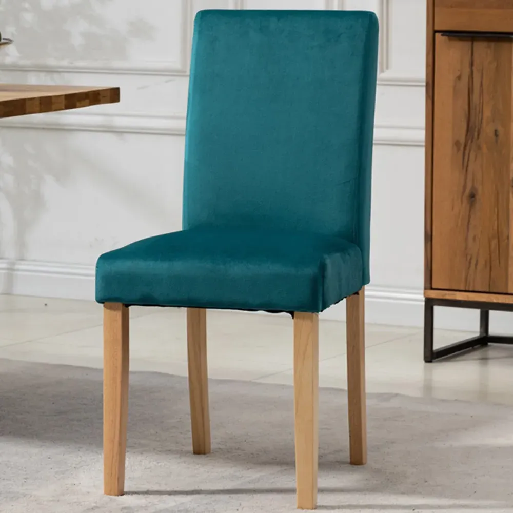 Maiolo Set of 2 High-Back Dining Chairs - Teal, Velvet