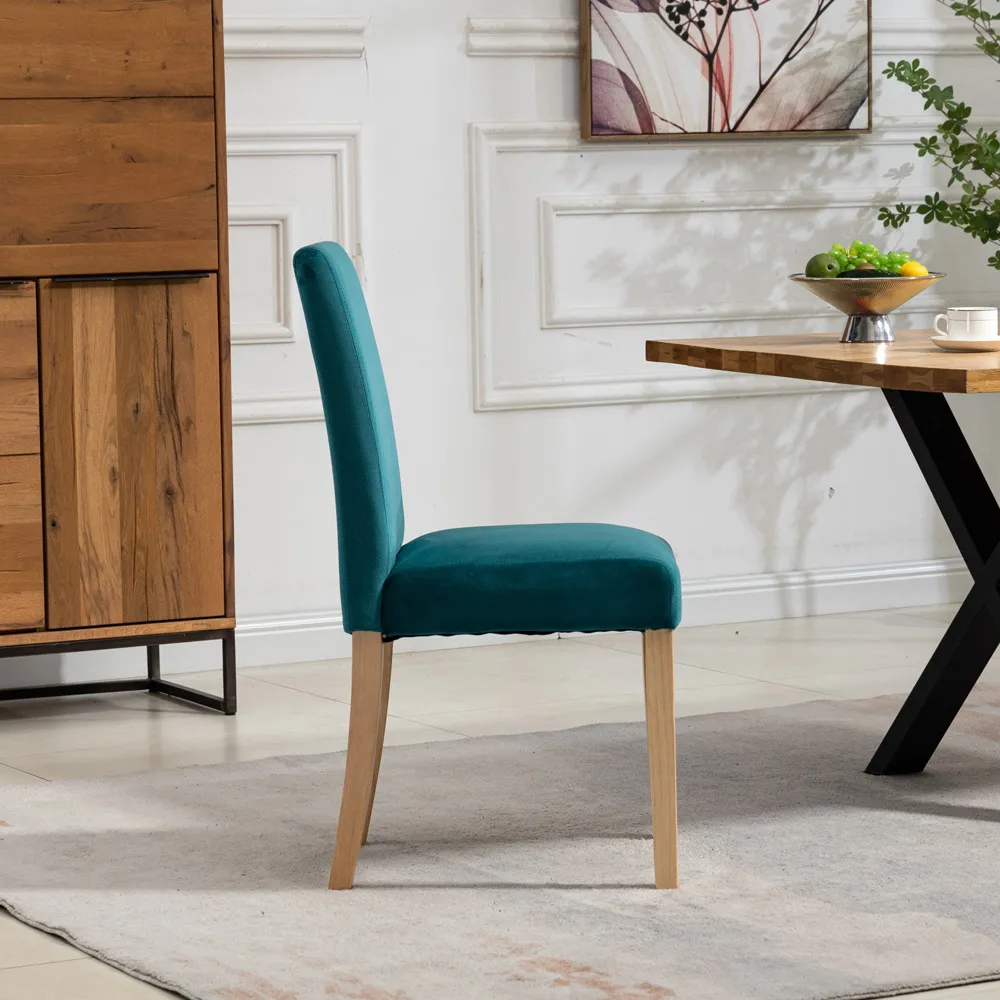Maiolo Set of 2 High-Back Dining Chairs - Teal, Velvet