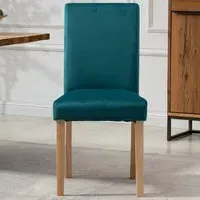 Maiolo Set of 2 High-Back Dining Chairs - Teal, Velvet