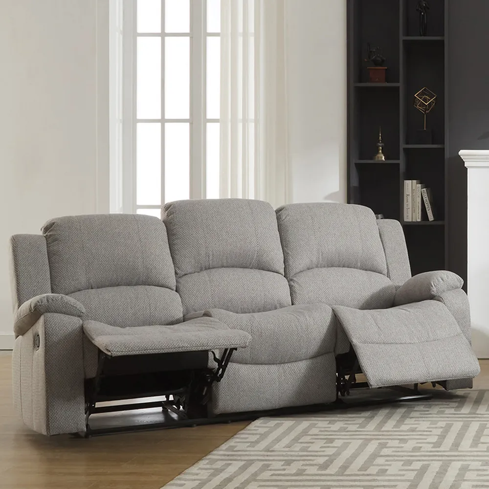 Marldon 3-Seater Manual Recliner Sofa - Light Grey