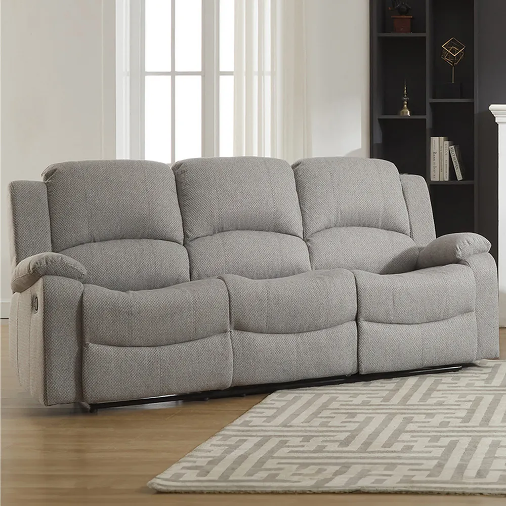 Marldon 3-Seater Manual Recliner Sofa - Light Grey