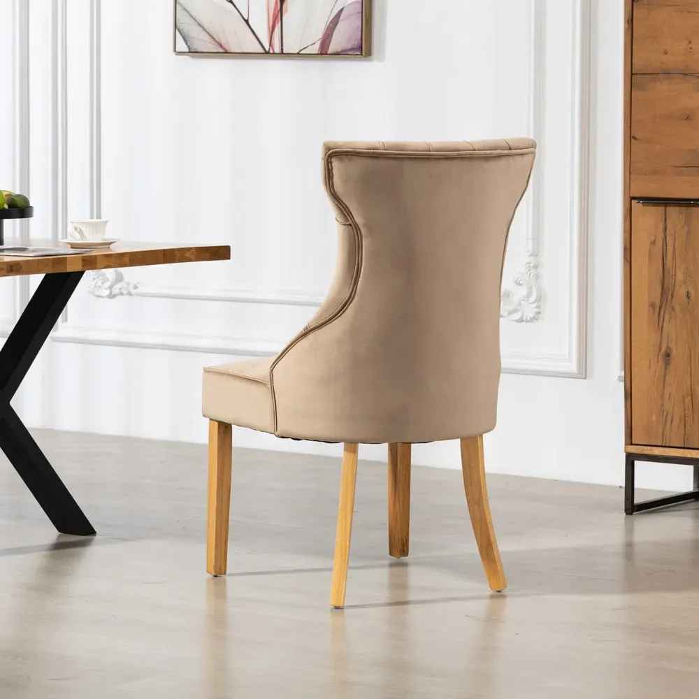 Martina Set of 2 Dining Chairs - Brown, Velvet