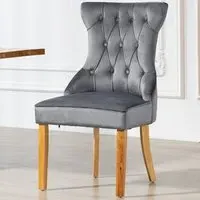 Martina Set of 2 Dining Chairs - Grey, Velvet