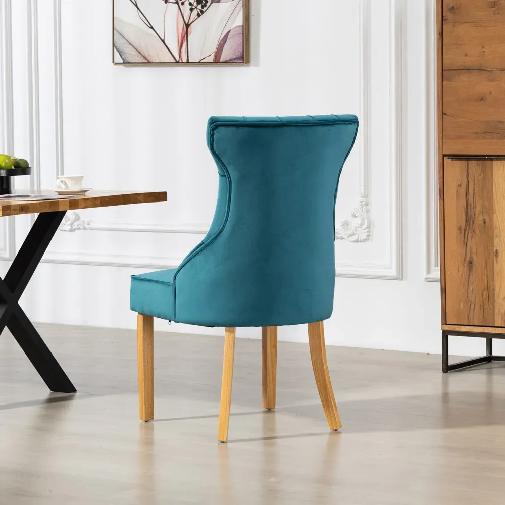 Martina Set of 2 Dining Chairs - Teal, Velvet