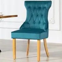 Martina Set of 2 Dining Chairs - Teal, Velvet
