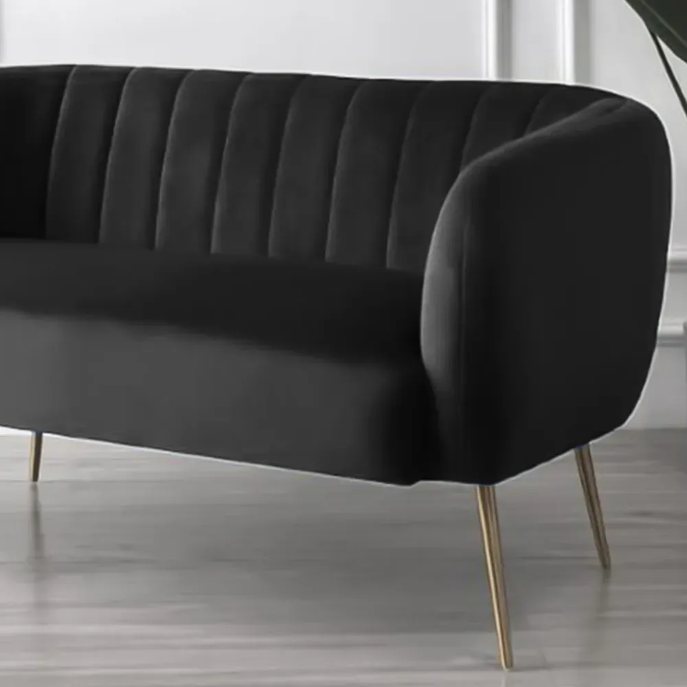 Matilda 2-Seater Sofa - Black, Velvet