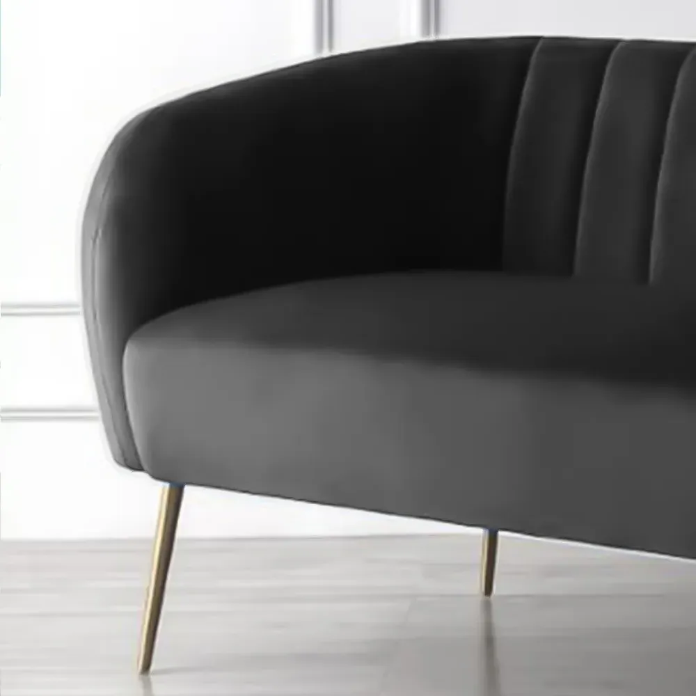 Matilda 2-Seater Sofa - Black, Velvet