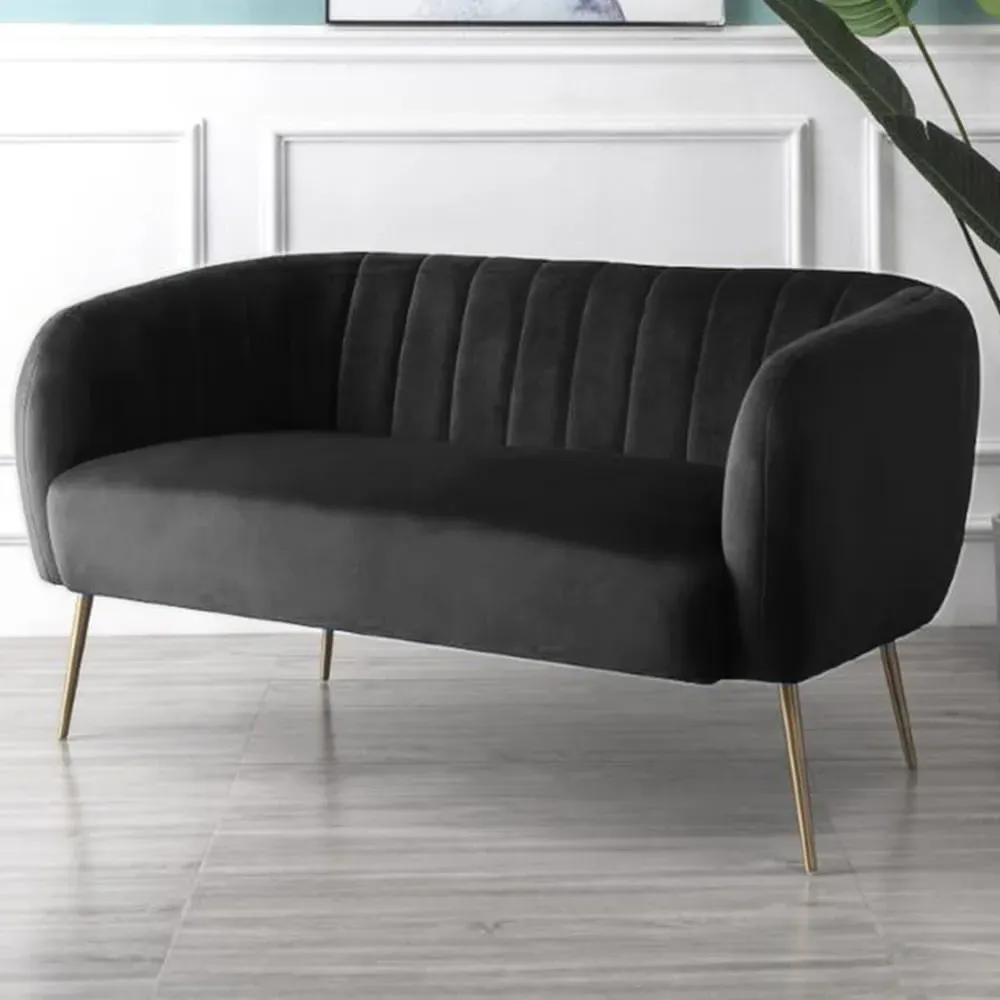 Matilda 2-Seater Sofa - Black, Velvet image