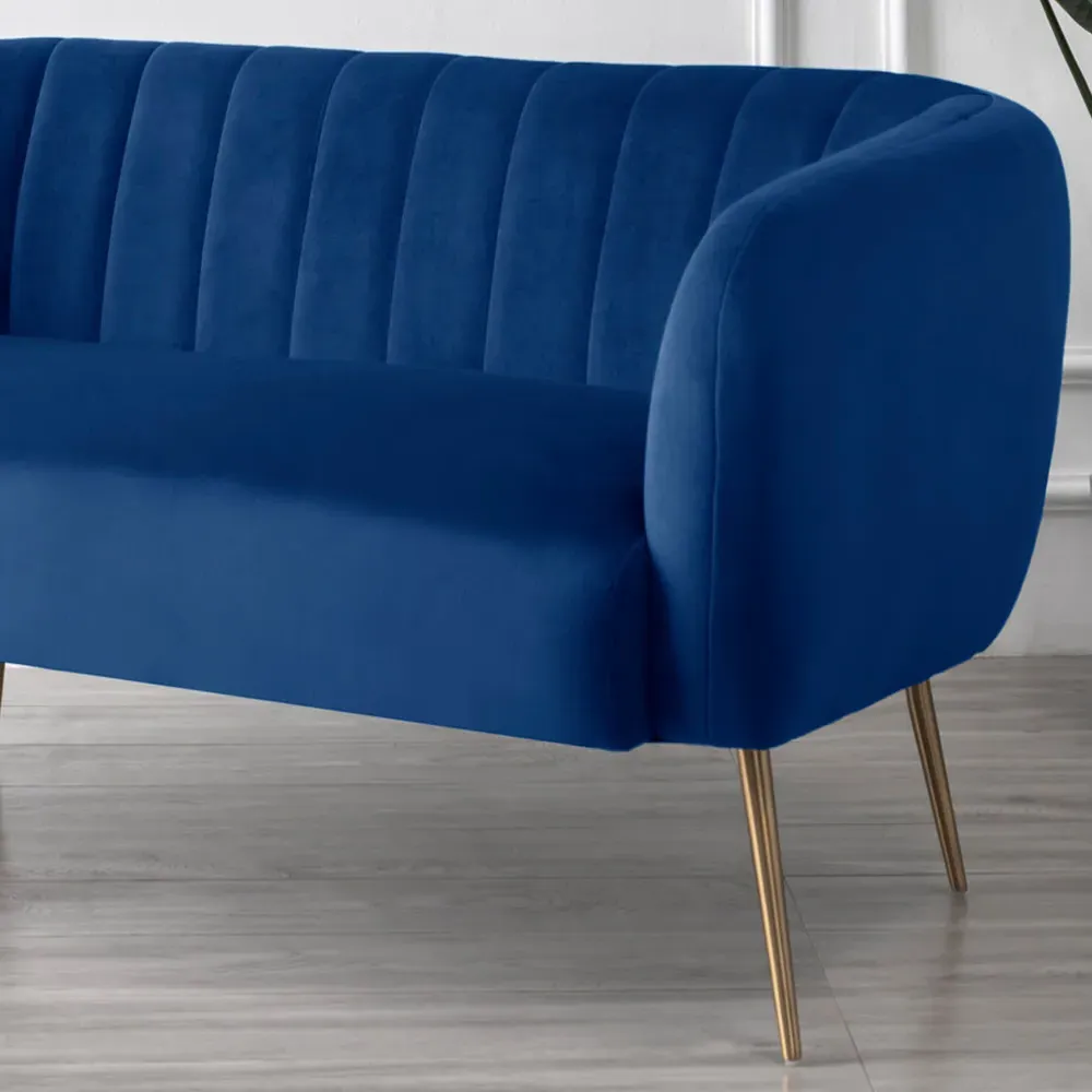 Matilda 2-Seater Sofa - Dark Blue, Velvet