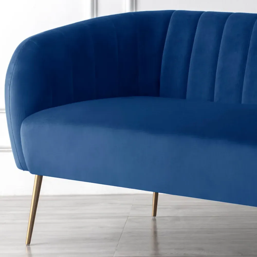 Matilda 2-Seater Sofa - Dark Blue, Velvet