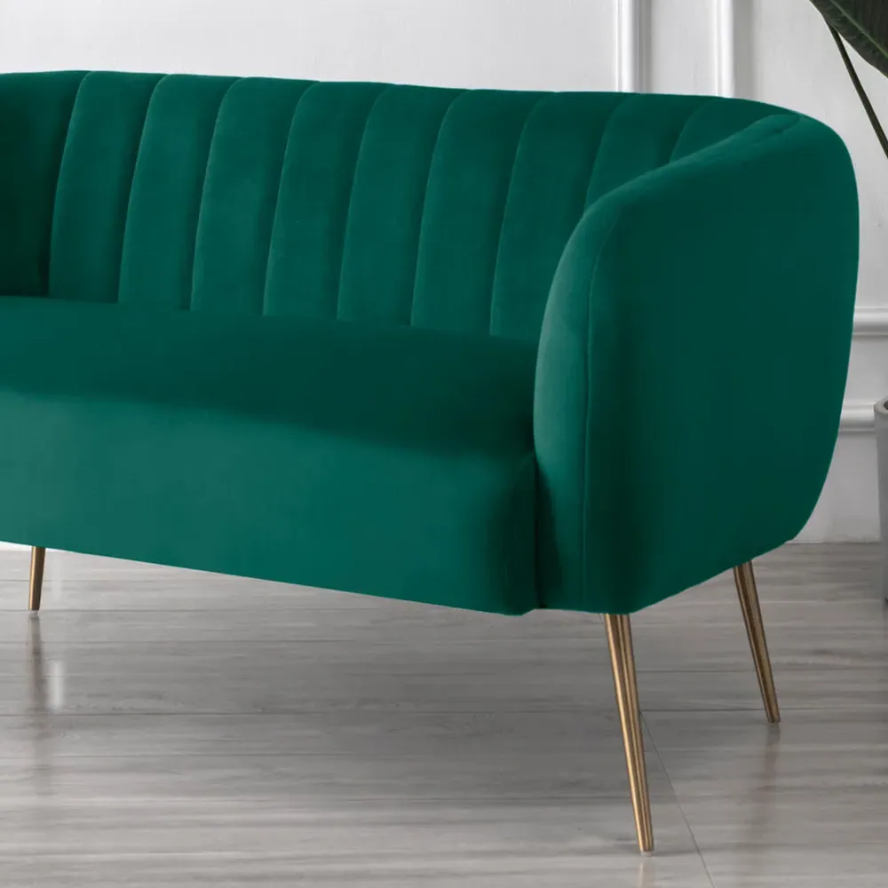 Matilda 2-Seater Sofa - Green, Velvet