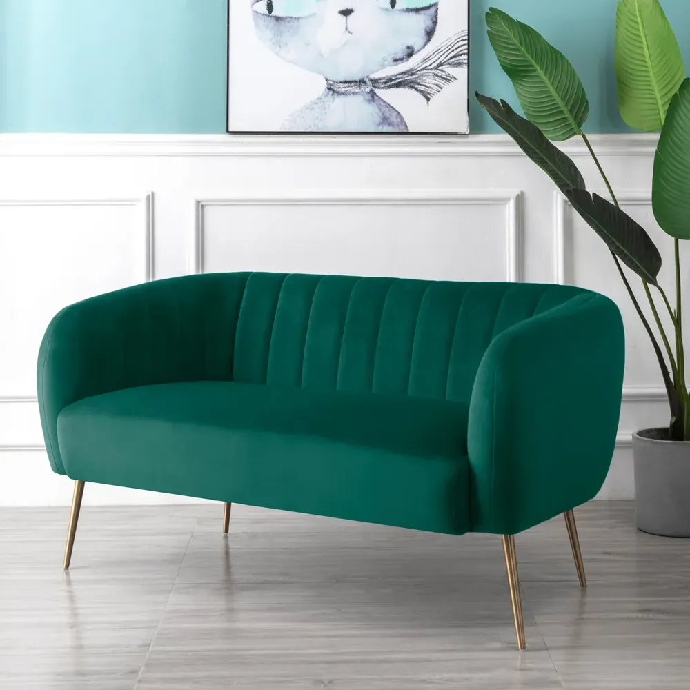 Matilda 2-Seater Sofa - Green, Velvet