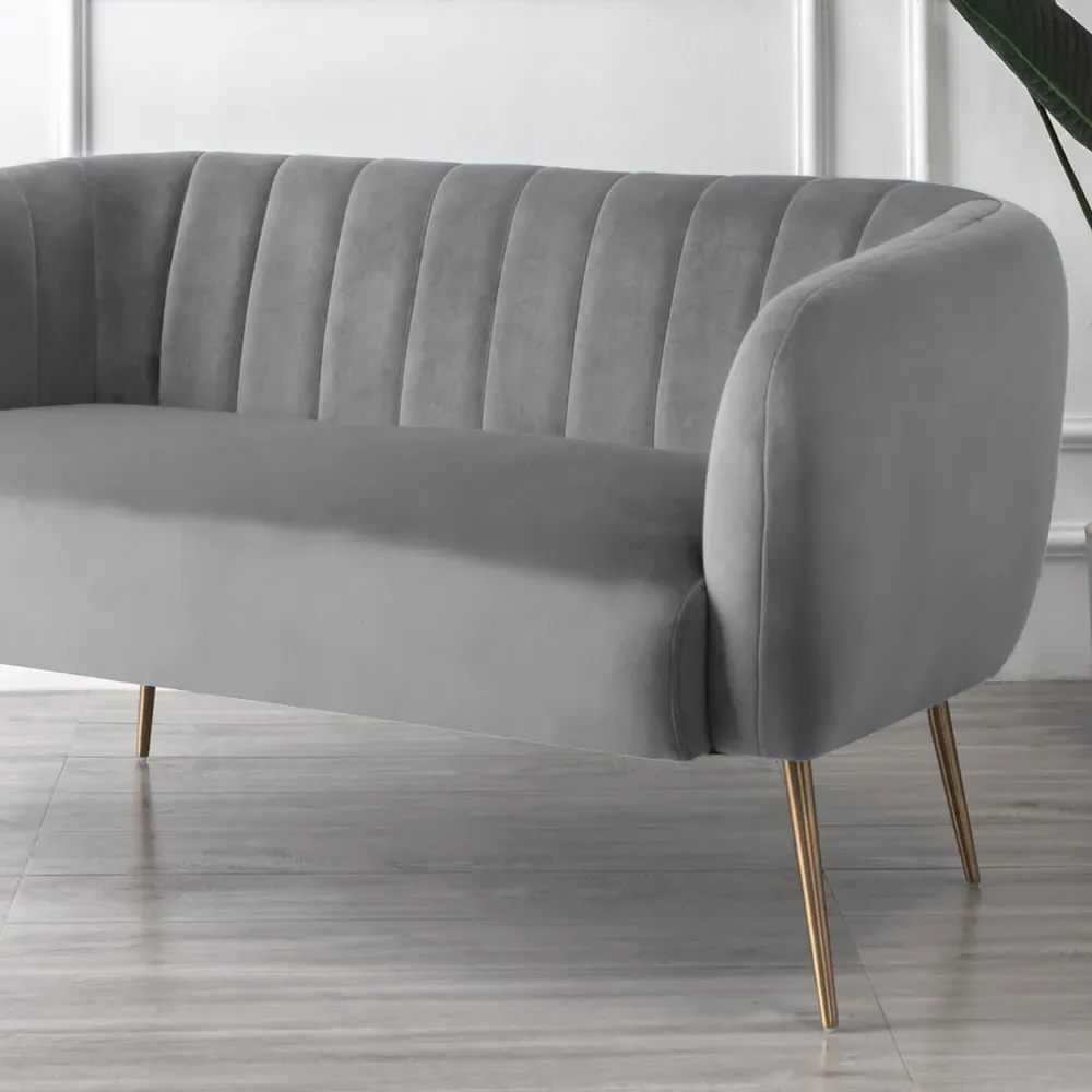 Matilda 2-Seater Sofa - Grey, Velvet
