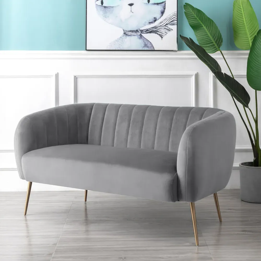 Matilda 2-Seater Sofa - Grey, Velvet
