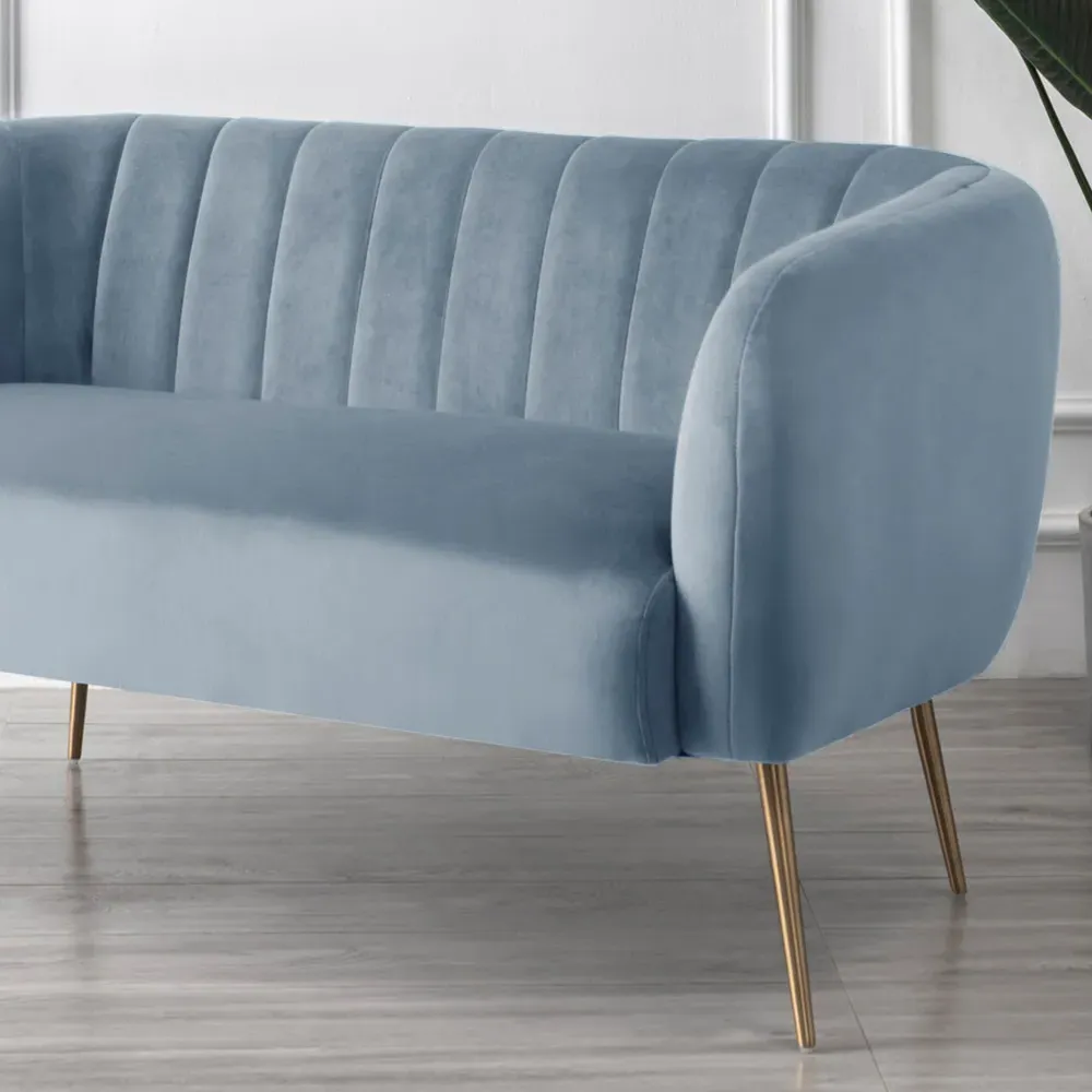 Matilda 2-Seater Sofa - Light Blue, Velvet
