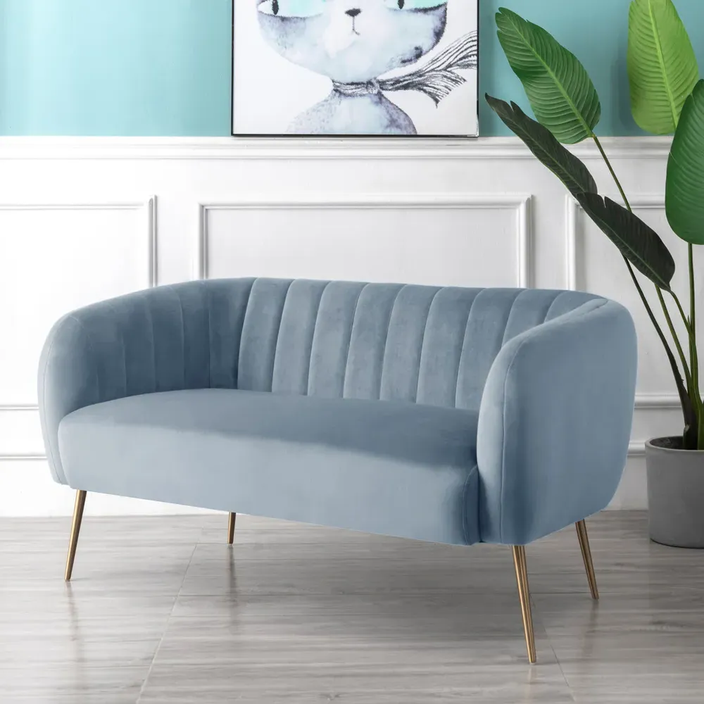 Matilda 2-Seater Sofa - Light Blue, Velvet