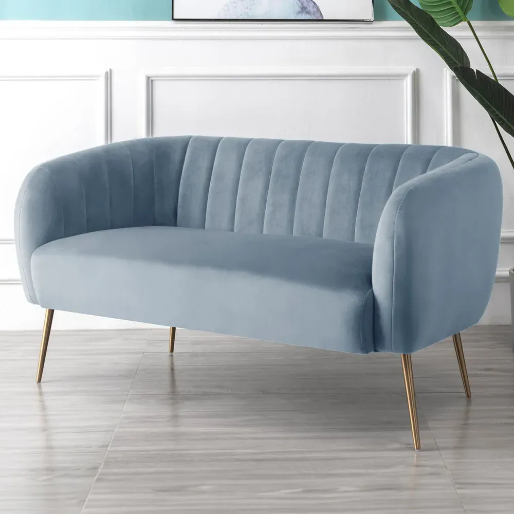 Matilda 2-Seater Sofa - Light Blue, Velvet