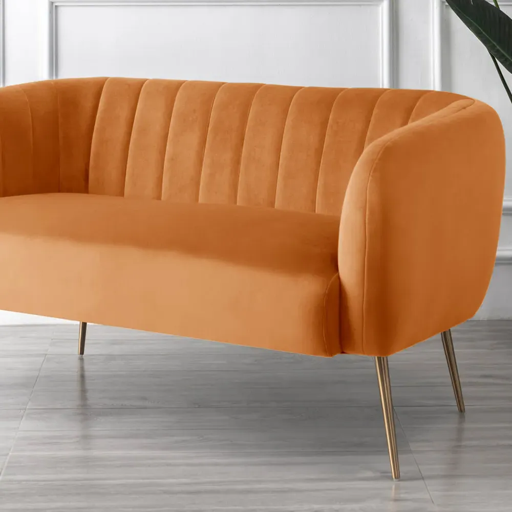Matilda 2-Seater Sofa - Orange, Velvet