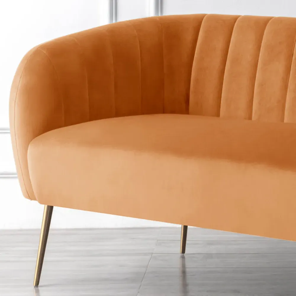 Matilda 2-Seater Sofa - Orange, Velvet